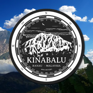 Mount Kinabalu - Ranau Malaysia Sabah Illustration Runder Pappuntersetzer