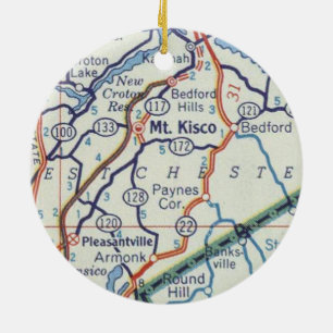 Mount Kisco Vintag Map Keramik Ornament