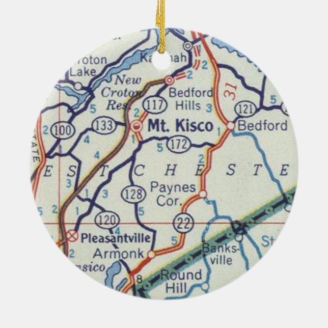 Mount Kisco Vintag Map Keramik Ornament (Hinten)