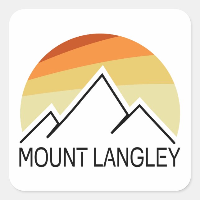 Mount Langley California Retro Quadratischer Aufkleber (Vorderseite)