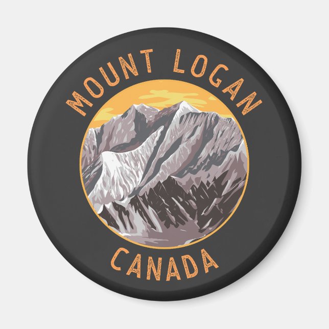 Mount Logan Canada Distressed Circle Magnet (Vorne)
