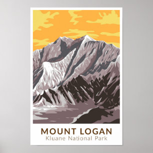 Mount Logan Canada Travel Art Vintag Poster