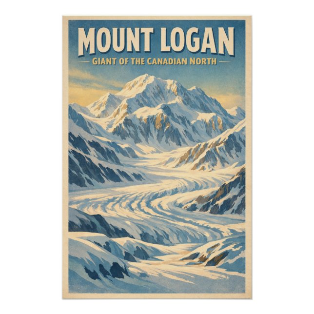 Mount Logan, Kanada, in klassischem Retro-Look Poster (Vorderseite)