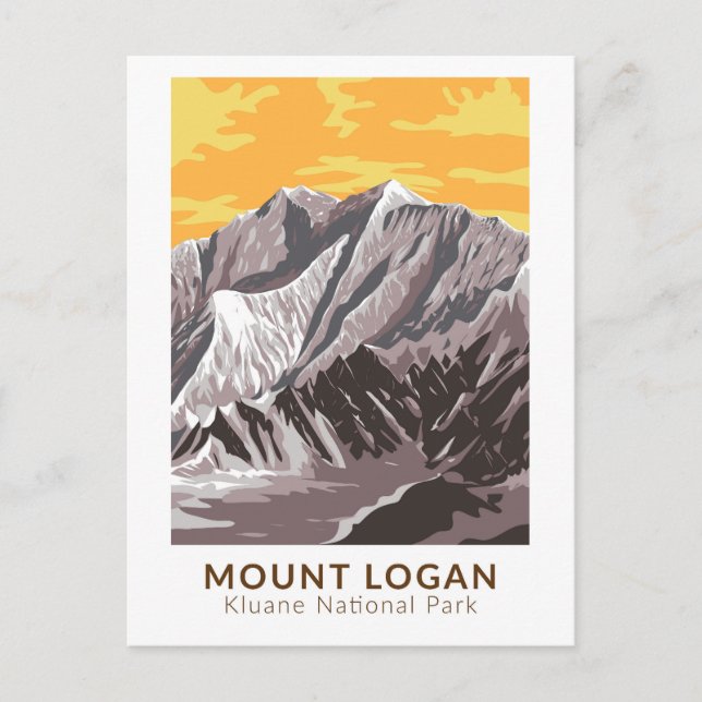 Mount Logan Kanada Reise Kunst Vintage Postkarte (Vorderseite)