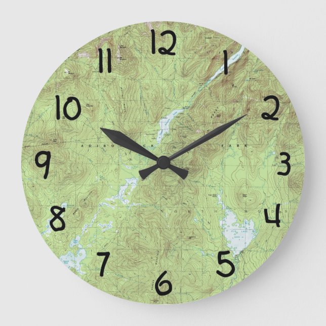 Mount Marcy Topographische Karte - Adirondack Park Große Wanduhr (Vorderseite)
