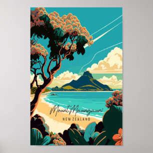 Mount Maunganui Neuseeland Vintage Reise Poster
