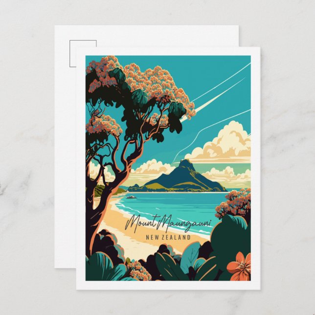 Mount Maunganui Neuseeland Vintage Reise Postkarte (Vorne/Hinten)