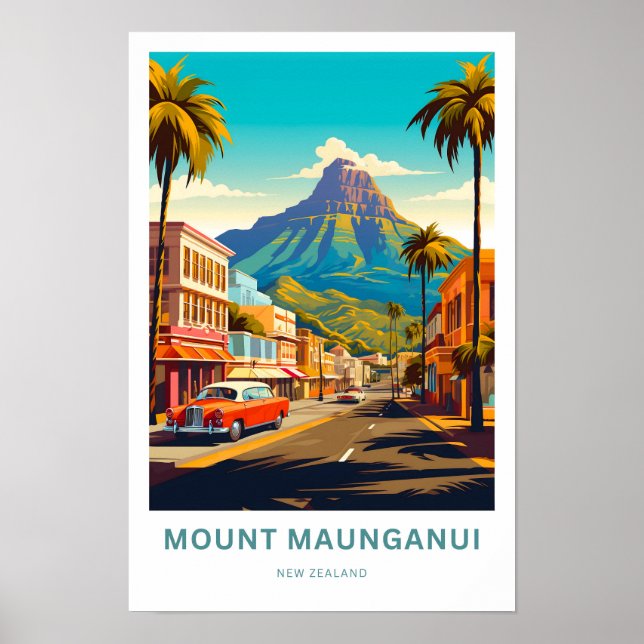Mount Maunganui New Zealand Travel Print Poster (Vorne)