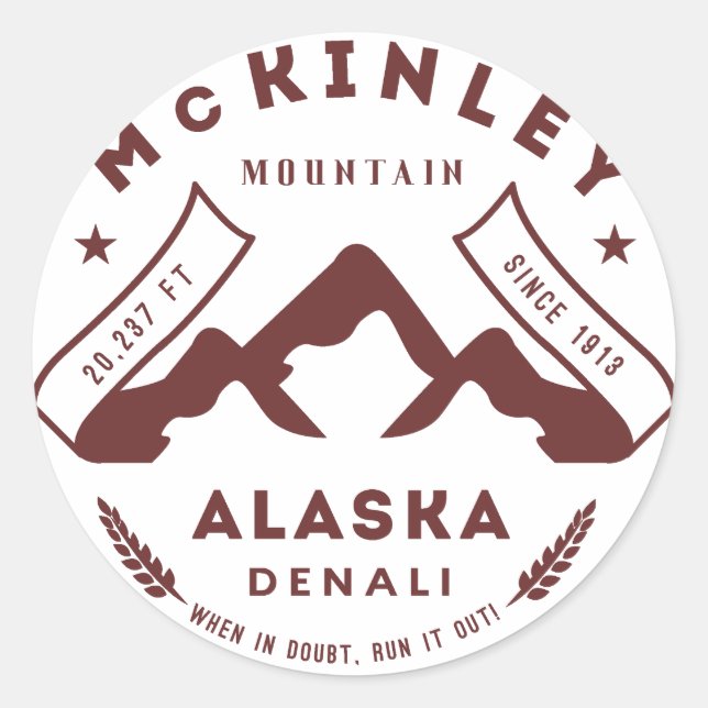 Mount McKinley Denali Alaska Runder Aufkleber (Vorderseite)