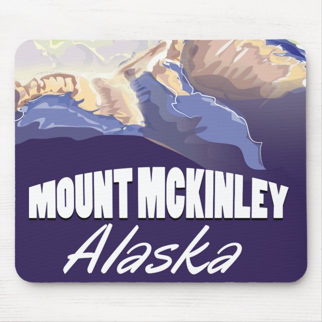Mount McKinley Vintage Reiseposter Mousepad (Vorne)