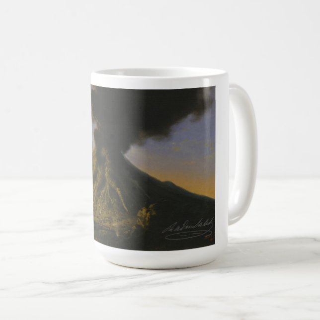 "Mount Merapi op Java" Koffiemok van Raden Saleh® Kaffeetasse (VorderseiteRechts)