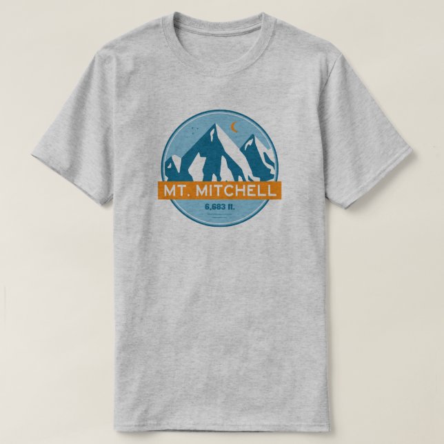 Mount Mitchell North Carolina Stars Moon T-Shirt (Design vorne)