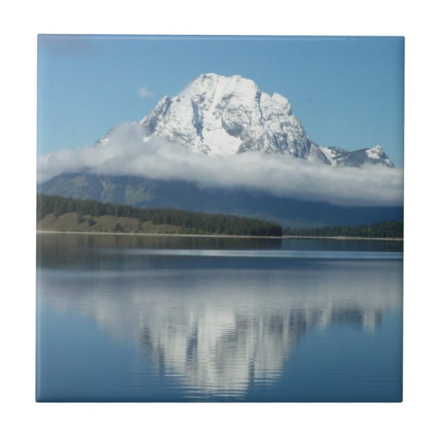 Mount Moran Reflection auf Grand Teton Fliese (Vorderseite)