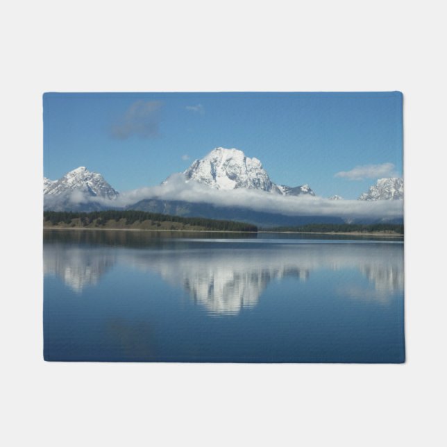 Mount Moran Reflection auf Grand Teton Fußmatte (Vorderseite)