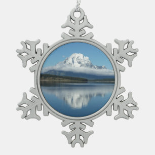 Mount Moran Spiegelung am Grand Teton Schneeflocken Zinn-Ornament