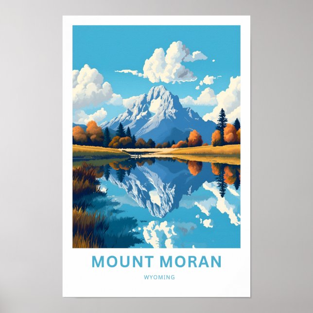 Mount Moran Wyoming Travel Print Poster (Vorne)