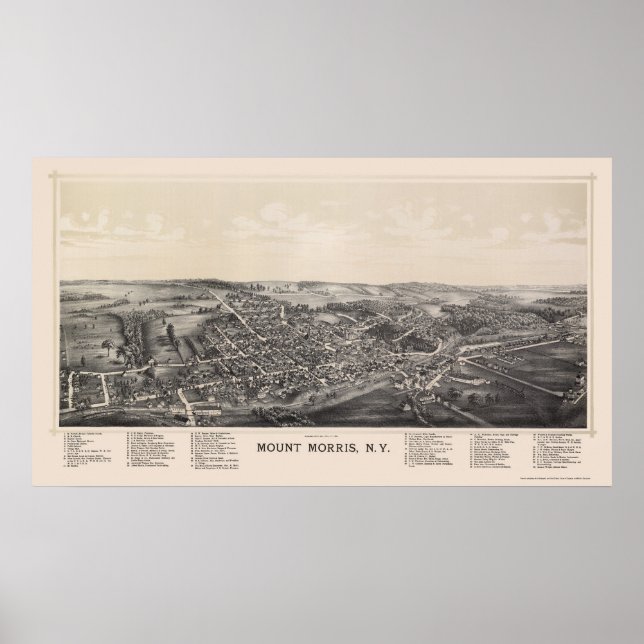 Mount Morris, NY Panoramic Map - 1893 Poster (Vorne)