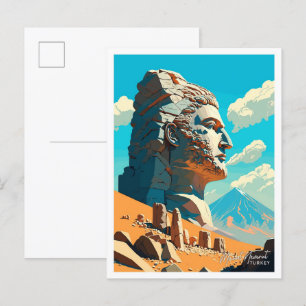 Mount Nemrut Turkey Reisen Vintage Abbildung Postkarte