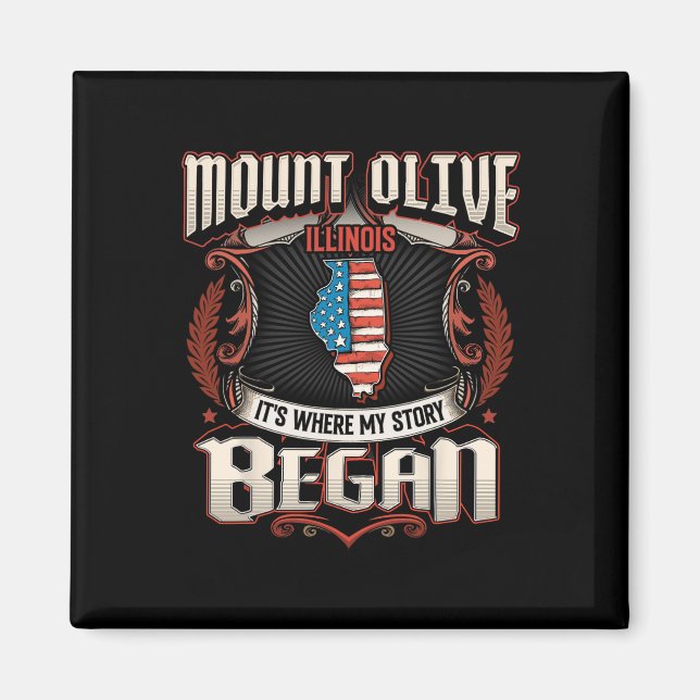 Mount Olive Illinois Usa Flagge 4. Juli  Magnet (Vorne)