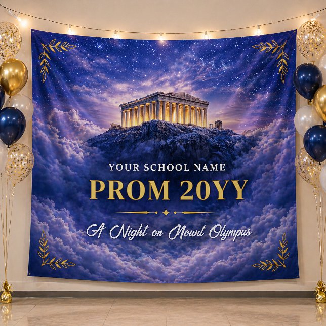 Mount Olympus Abendbanner für den Abschlussball, B Wandteppich (Mount Olympus Prom Night Banner, Custom Homecoming Tapestry)