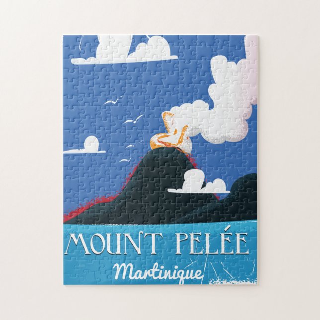 Mount Pelée, Martinique Vintage Reiseplakat Puzzle (Vertikal)