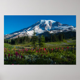Mount Rainer-Wildblumen Poster