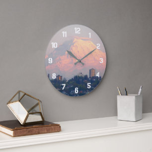Mount Rainier Alpenglow-Landschaft Große Wanduhr