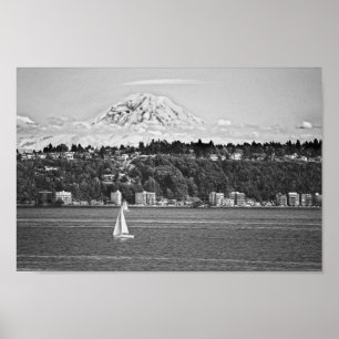 Mount Rainier aus Puget Sound, Seattle Washington Poster
