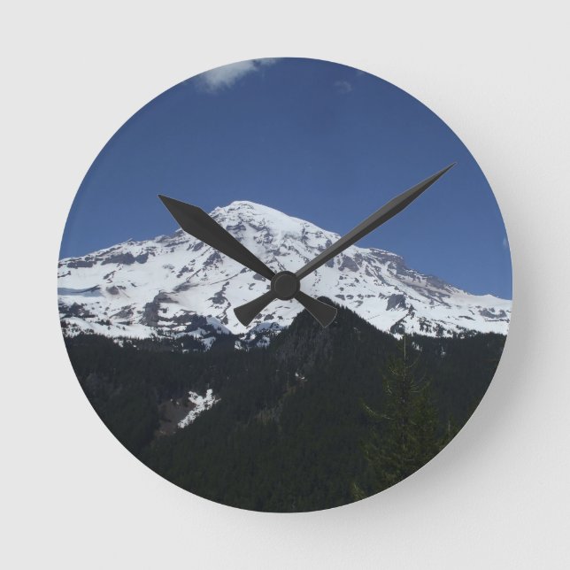 Mount Rainier Foto Runde Wanduhr (Vorderseite)