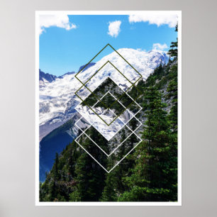 Mount Rainier Geometric Poster