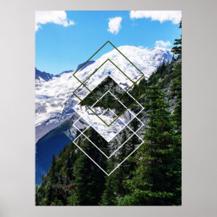 Mount Rainier Geometric Poster