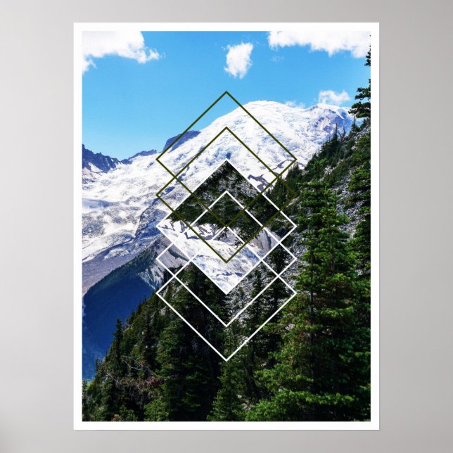 Mount Rainier Geometrisch Poster (Vorne)