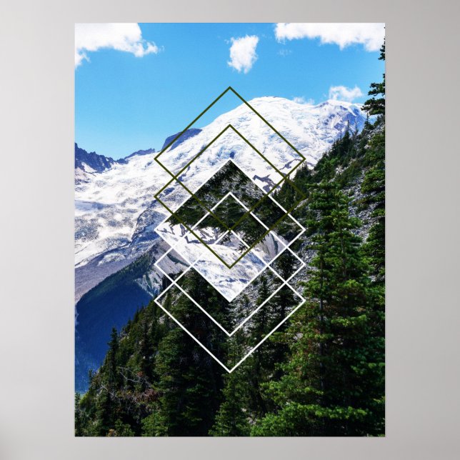 Mount Rainier Geometrisch Poster (Vorne)