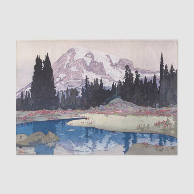 Mount Rainier, Hiroshi Yoshida, Holzschnitt Seidenpapier (Vorderseite)