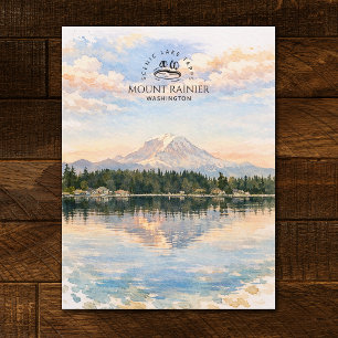 Mount Rainier, Lake Tapps, Washington   Aquarell Postkarte