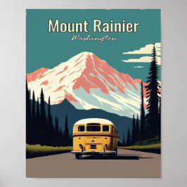 Mount Rainier Minimalistische Vintage Art Travel P Poster