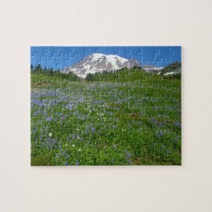 Mount Rainier mit violetten Lupinen Puzzle