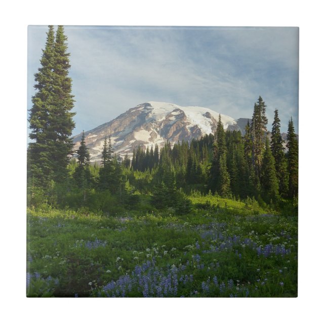 Mount Rainier Morgenlicht Fliese (Vorderseite)