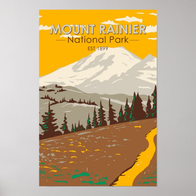 Mount Rainier National Park Cowlitz Divide  Poster (Vorne)