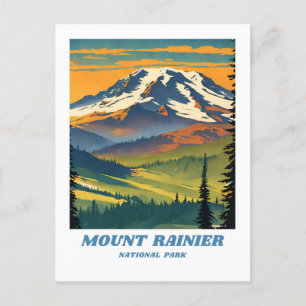 Mount Rainier National Park Illustration Retro Vac Postkarte
