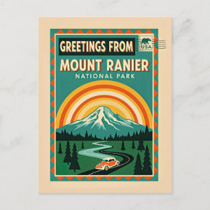 Mount Rainier National Park Retro Postkarte