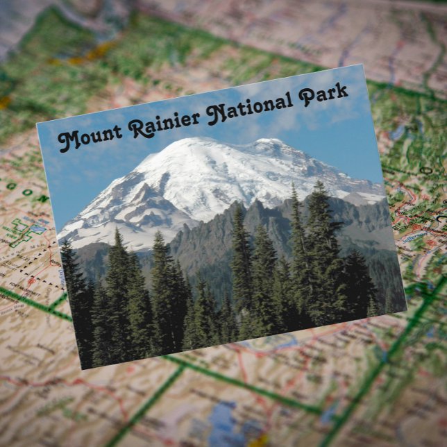 Mount Rainier National Park Travel Foto Postkarte (In Situ Map)