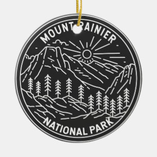 Mount Rainier National Park Washington Monoline Keramik Ornament