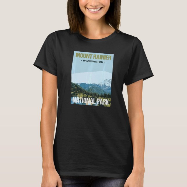 Mount Rainier National Park Washington Poster T-Shirt (Vorderseite)