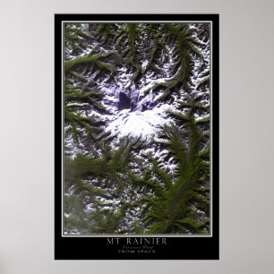 Mount Rainier National Park Washington Satellite Poster