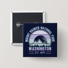 Mount Rainier National Park Washington USA Retro Button