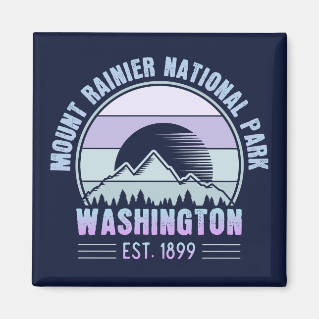 Mount Rainier National Park Washington USA Retro Magnet (Vorne)
