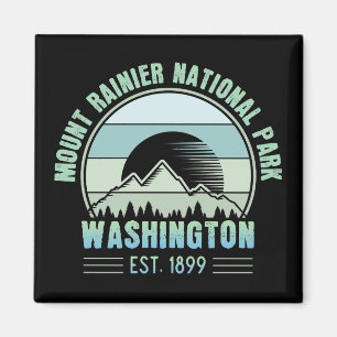 Mount Rainier National Park Washington USA Retro Magnet
