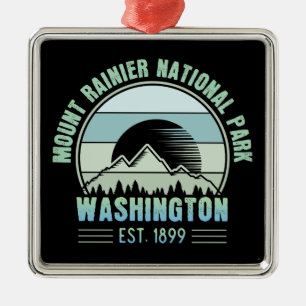 Mount Rainier National Park Washington USA Retro Ornament Aus Metall