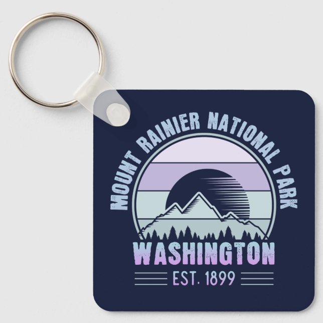Mount Rainier National Park Washington USA Retro Schlüsselanhänger (Vorderseite)